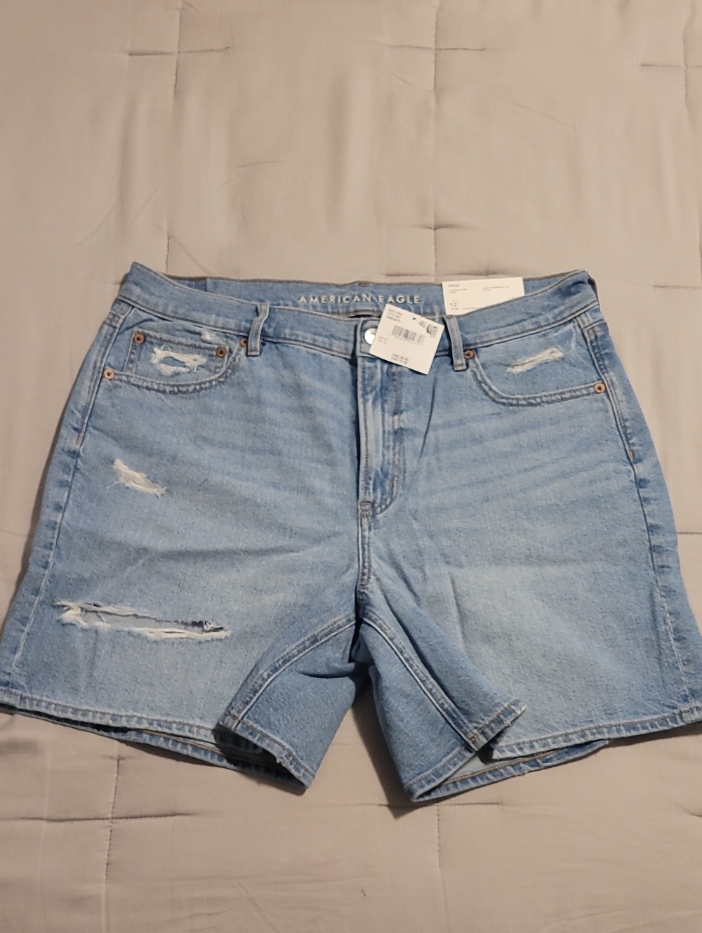 American Eagle Women's Distressed Mom Shorts In Sky Light